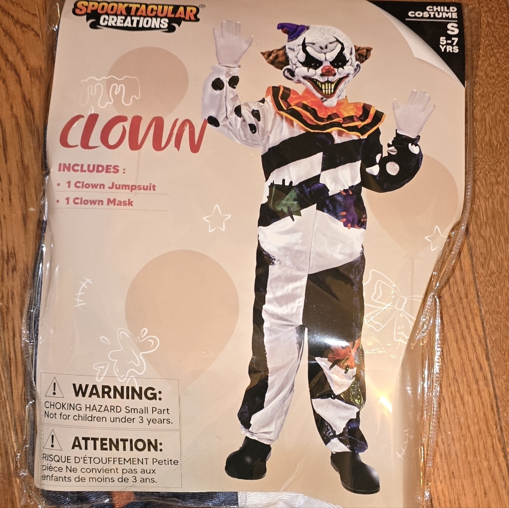 Kids Clown Costume - Black, White, Orange